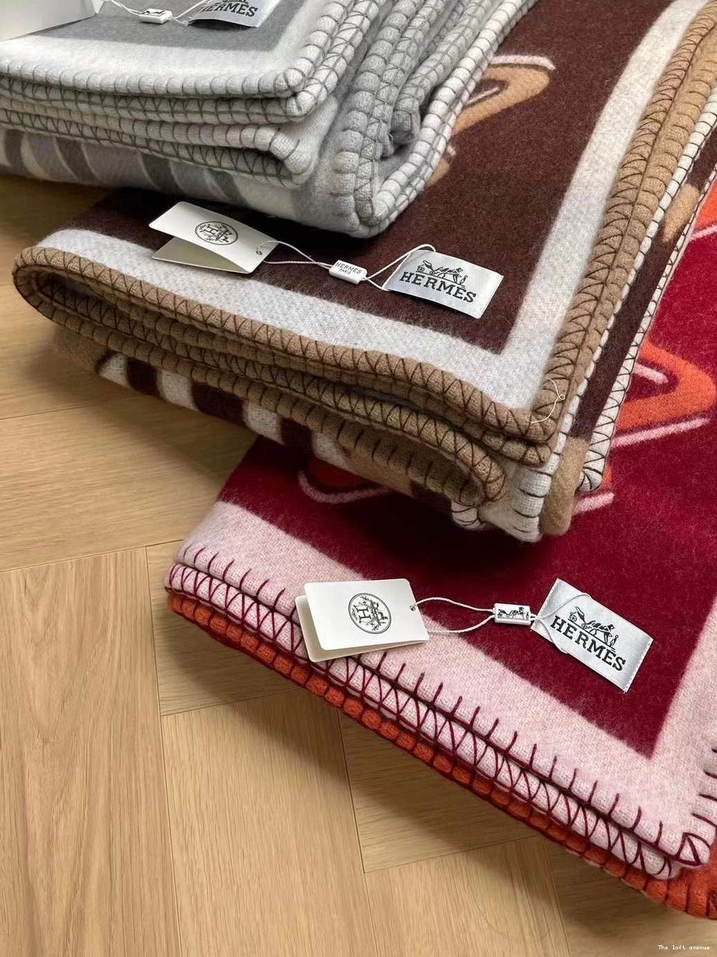 HERMES BLANKET TATERSALE WOOL THROW 0804